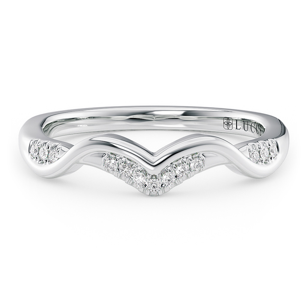 Load image into Gallery viewer, LUCCE Contoured Twisting Pave Diamond Wedding Ring in Gold or Platinum 
