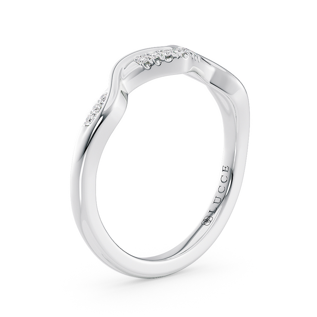 Load image into Gallery viewer, LUCCE Contoured Twisting Pave Diamond Wedding Ring in Gold or Platinum 
