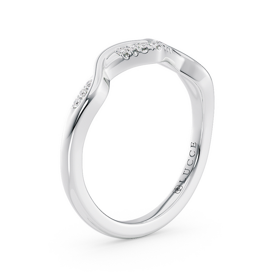 Load image into Gallery viewer, LUCCE Contoured Twisting Pave Diamond Wedding Ring in Gold or Platinum 
