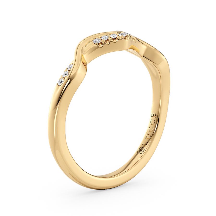 Load image into Gallery viewer, LUCCE Contoured Twisting Pave Diamond Wedding Ring in Gold or Platinum 

