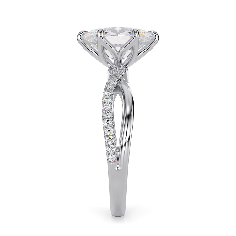Load image into Gallery viewer, LUCCE Infinity Twisting Pavé Oval  Diamond Engagement Ring with Petal Prongs in Gold or Platinum
