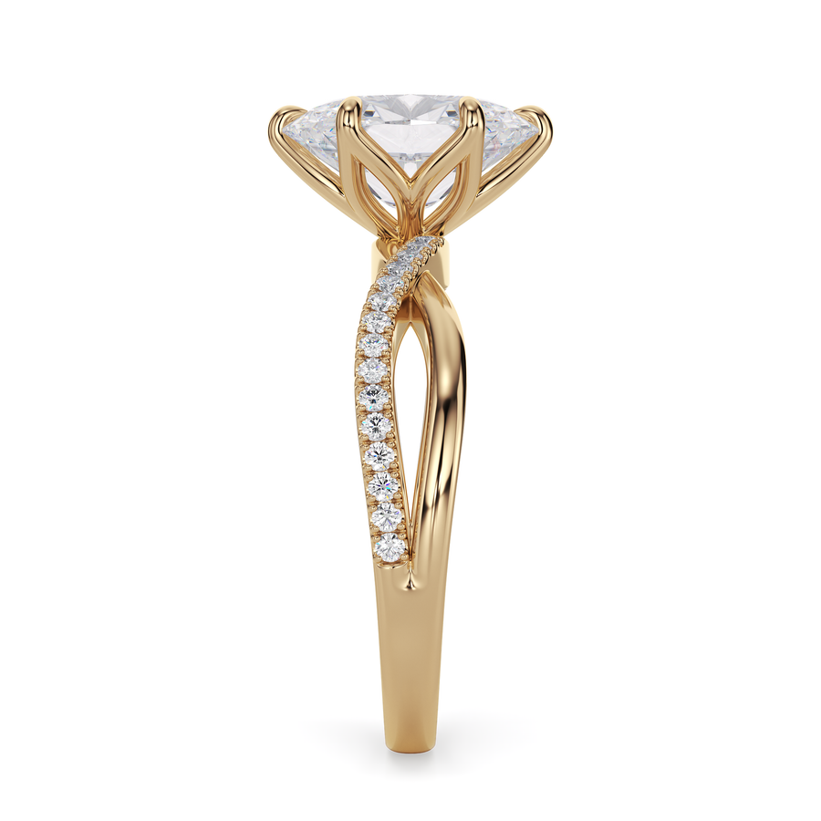 Load image into Gallery viewer, LUCCE Infinity Twisting Pavé Oval  Diamond Engagement Ring with Petal Prongs in Gold or Platinum
