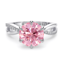 Load image into Gallery viewer, LUCCE FIORE™ Sei Round ROSÉ™ Pink Lab Diamond 1.18ct Fancy Vivid Pink IGI Platinum
