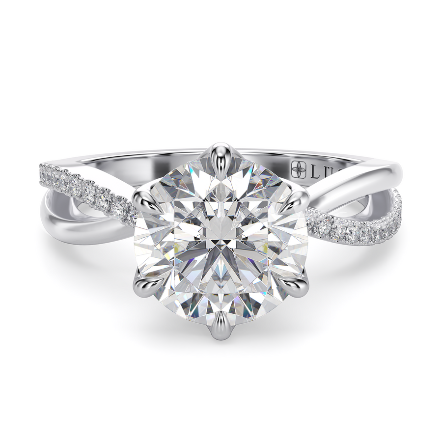 Load image into Gallery viewer, LUCCE FIORE™ Sei Round Lab Diamond 1.25ct D VVS2 Id IGI 14K White Gold
