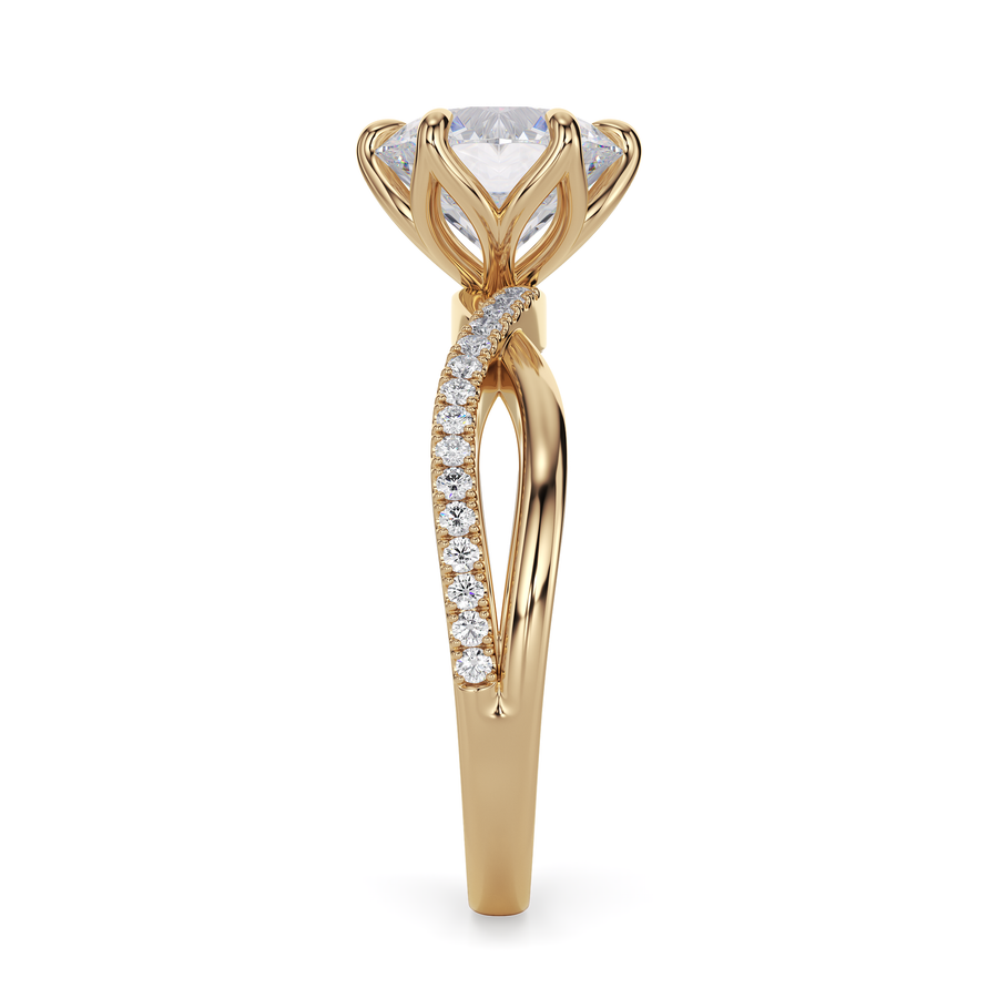 Load image into Gallery viewer, LUCCE Infinity Twisting Pavé Round Diamond with Petal Prongs in Gold or Platinum

