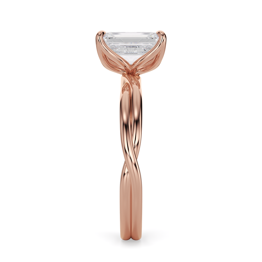 Load image into Gallery viewer, LUCCE Twisting Radiant Solitaire Diamond Engagement Ring with Petal Prongs in Gold or Platinum
