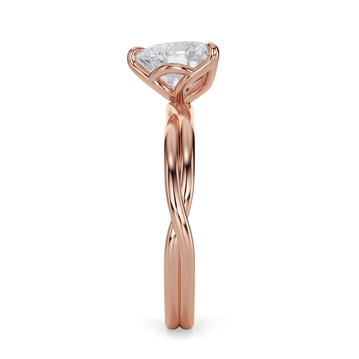 Load image into Gallery viewer, LUCCE Twisting Solitaire Heart Diamond Engagement Ring with Petal Prongs in Gold or Platinum
