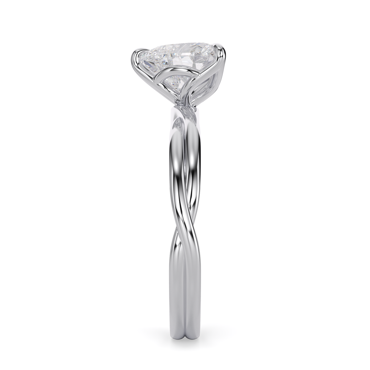 Load image into Gallery viewer, LUCCE Twisting Solitaire Heart Diamond Engagement Ring with Petal Prongs in Gold or Platinum
