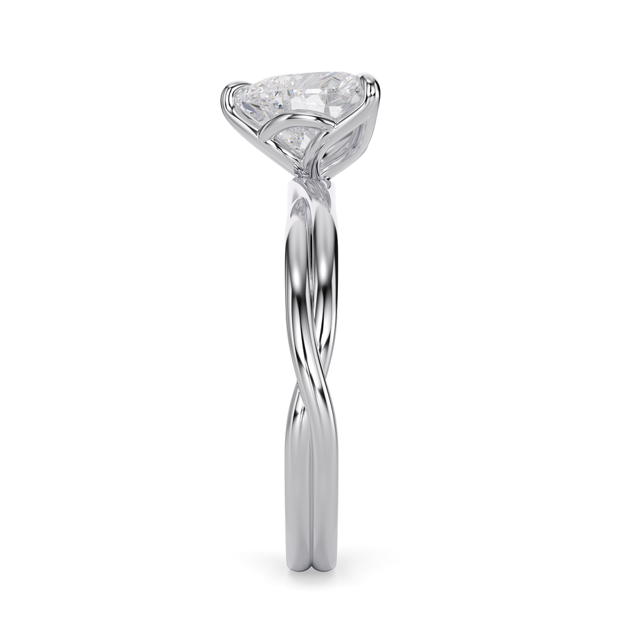 Load image into Gallery viewer, LUCCE Twisting Solitaire Heart Diamond Engagement Ring with Petal Prongs in Gold or Platinum
