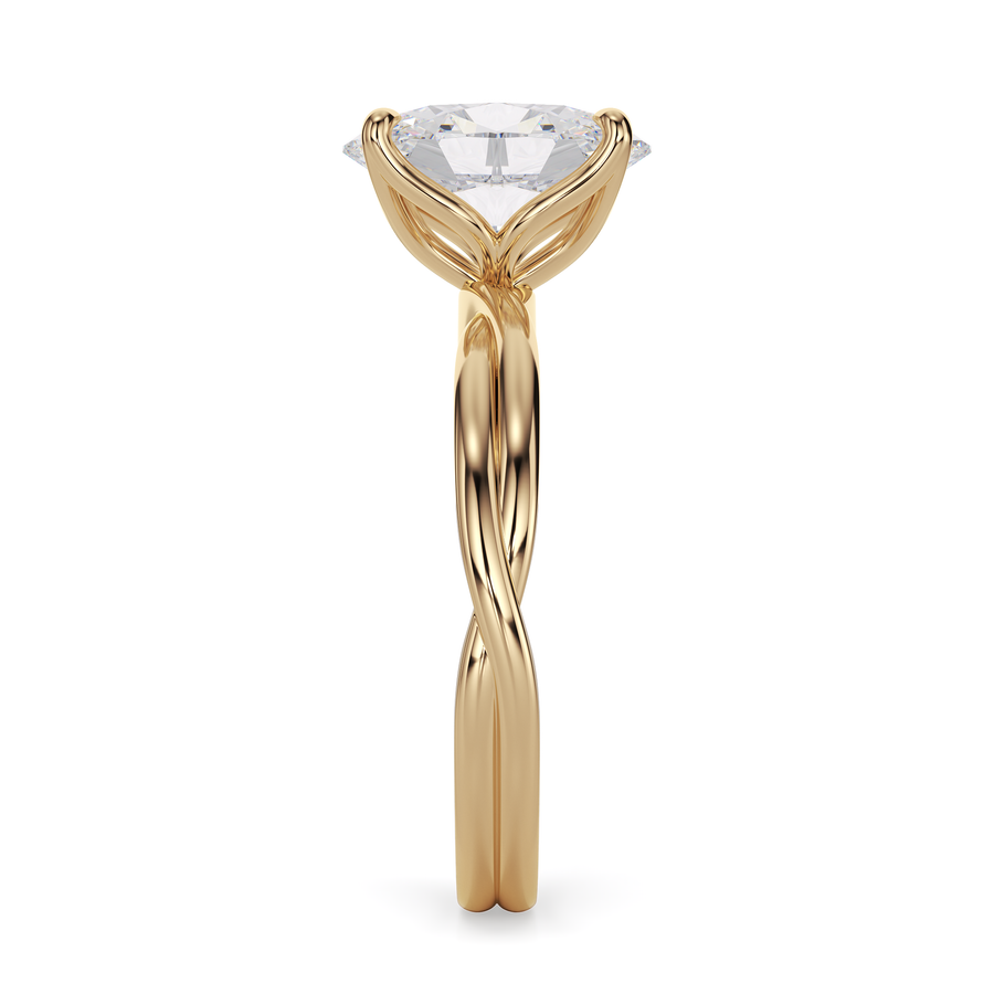 Load image into Gallery viewer, LUCCE Twisting Solitaire Oval  Diamond Engagement Ring with Petal Prongs in Gold or Platinum
