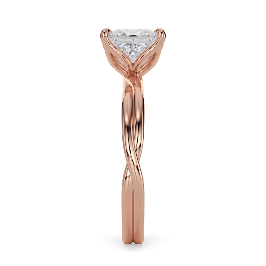 Load image into Gallery viewer, LUCCE Twisting Cushion Solitaire Diamond Engagement Ring with Petal Prongs in Gold or Platinum
