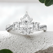 LUCCE FIORE™ Trio Pear Lab Diamond 1.08ct D VVS2 IGI 18K White Gold