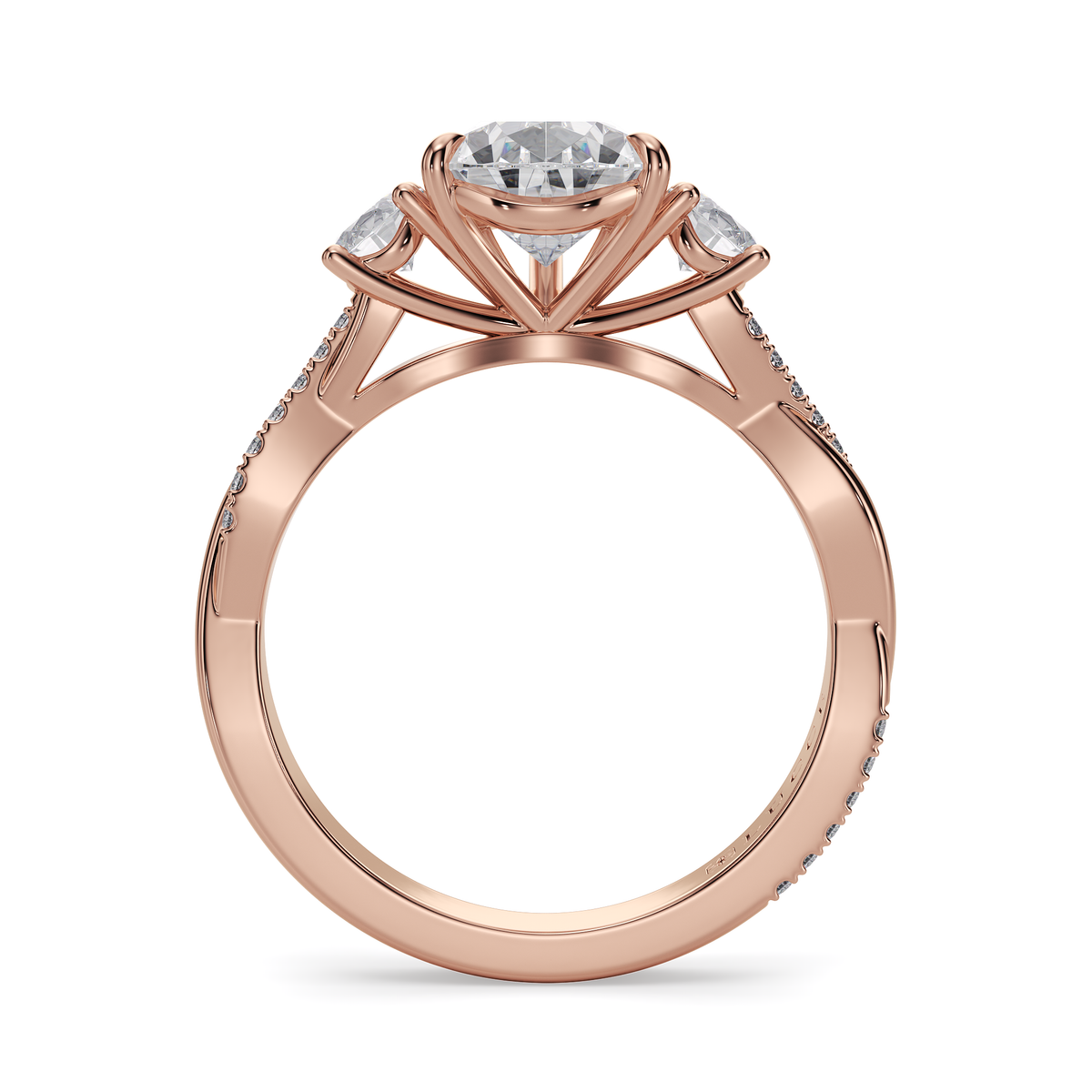 Load image into Gallery viewer, LUCCE Twisting Pear Pavé Trio Diamond Engagement Ring with Petal Prongs in Gold or Platinum
