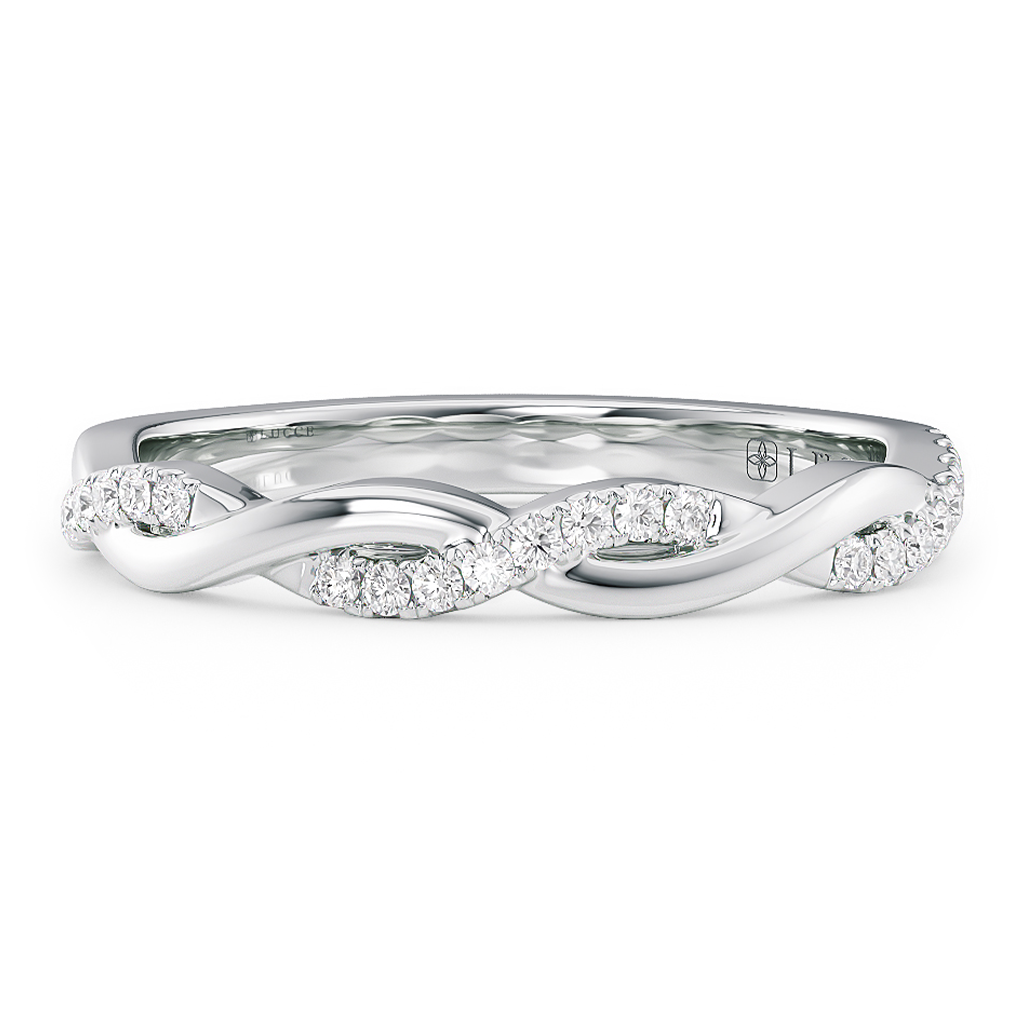 Load image into Gallery viewer, LUCCE Half Eternity Intertwined Vines with Diamond Pave on Gold or Platinum
