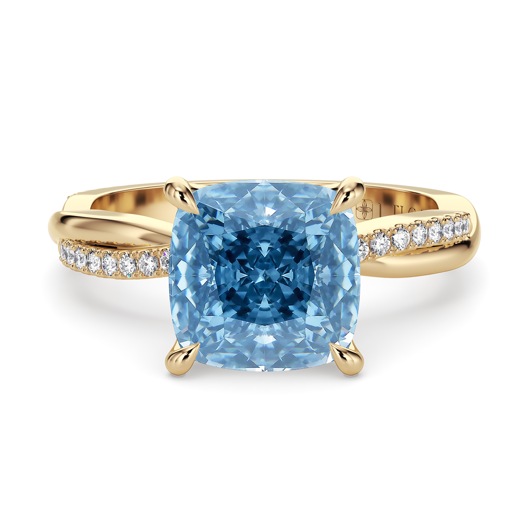 LUCCE FIORE™ Cushion OCEAN™ Blue Diamond Engagement Ring