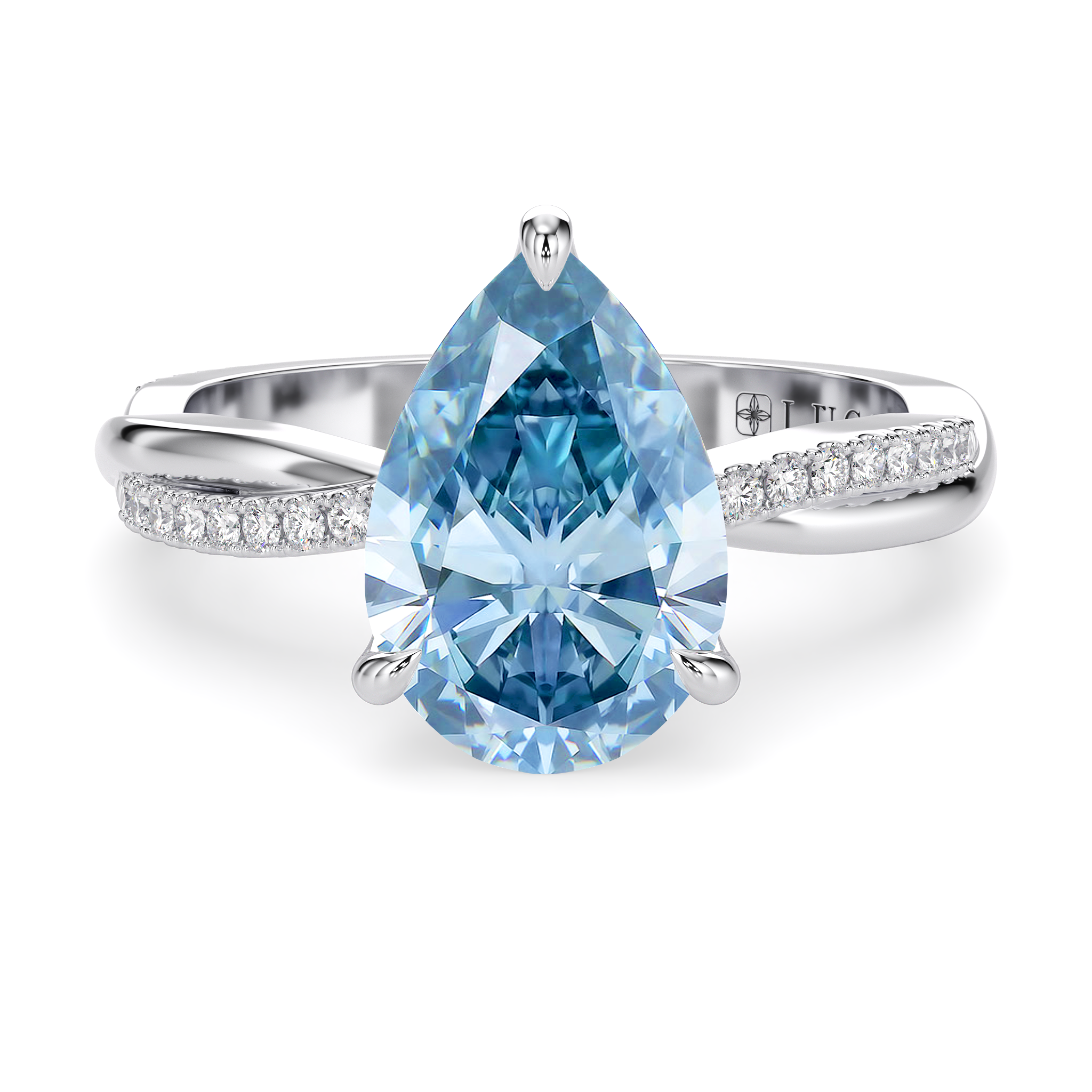LUCCE FIORE™ Pear OCEAN™ Blue Diamond Engagement Ring