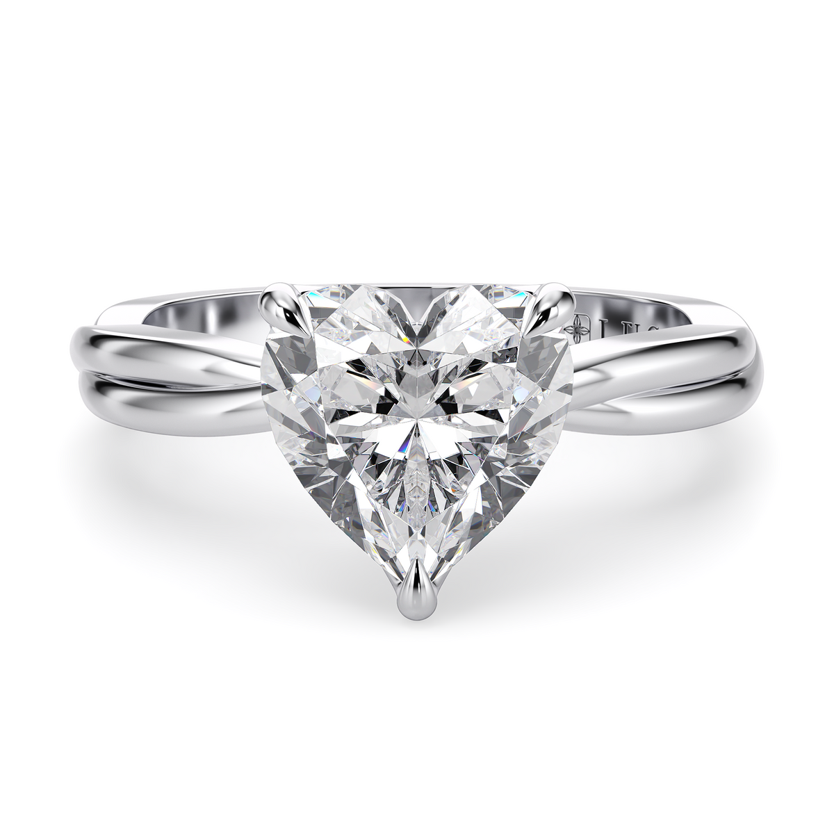 Load image into Gallery viewer, LUCCE Twisting Solitaire Heart Diamond Engagement Ring with Petal Prongs in Gold or Platinum
