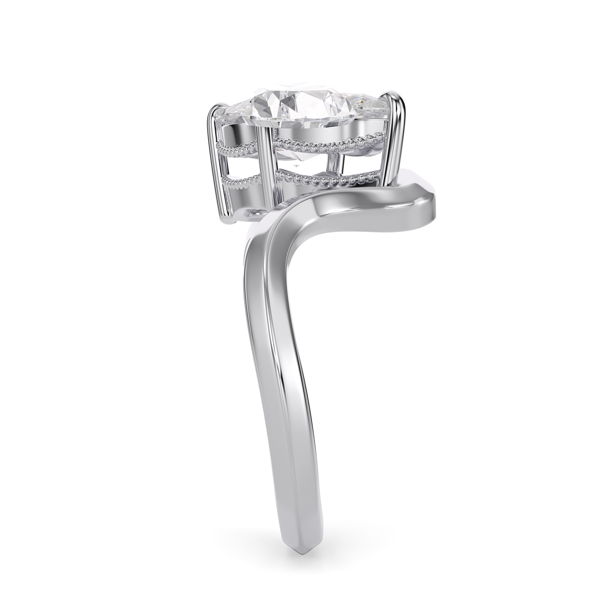 Load image into Gallery viewer, LUCCE Marquise Diamond Flowing Knife Edge Solitaire in Low Setting Engagement Statement Ring in Gold or Platinum 
