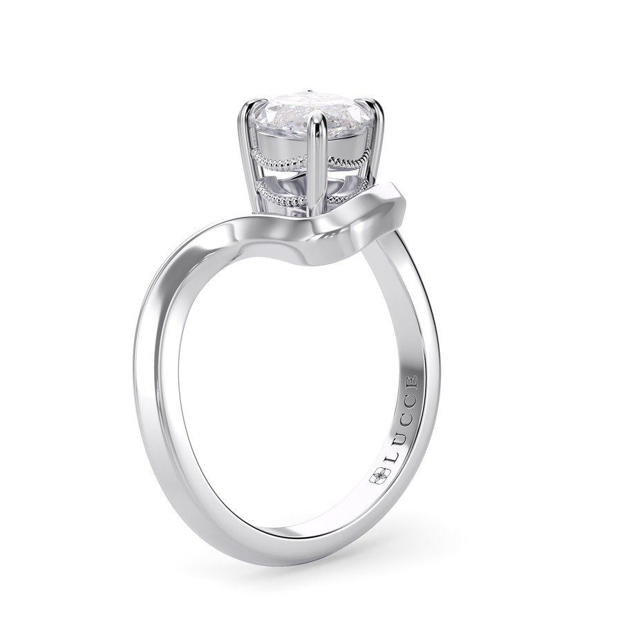 Load image into Gallery viewer, LUCCE Marquise Diamond Flowing Knife Edge Solitaire in Low Setting Engagement Statement Ring in Gold or Platinum 
