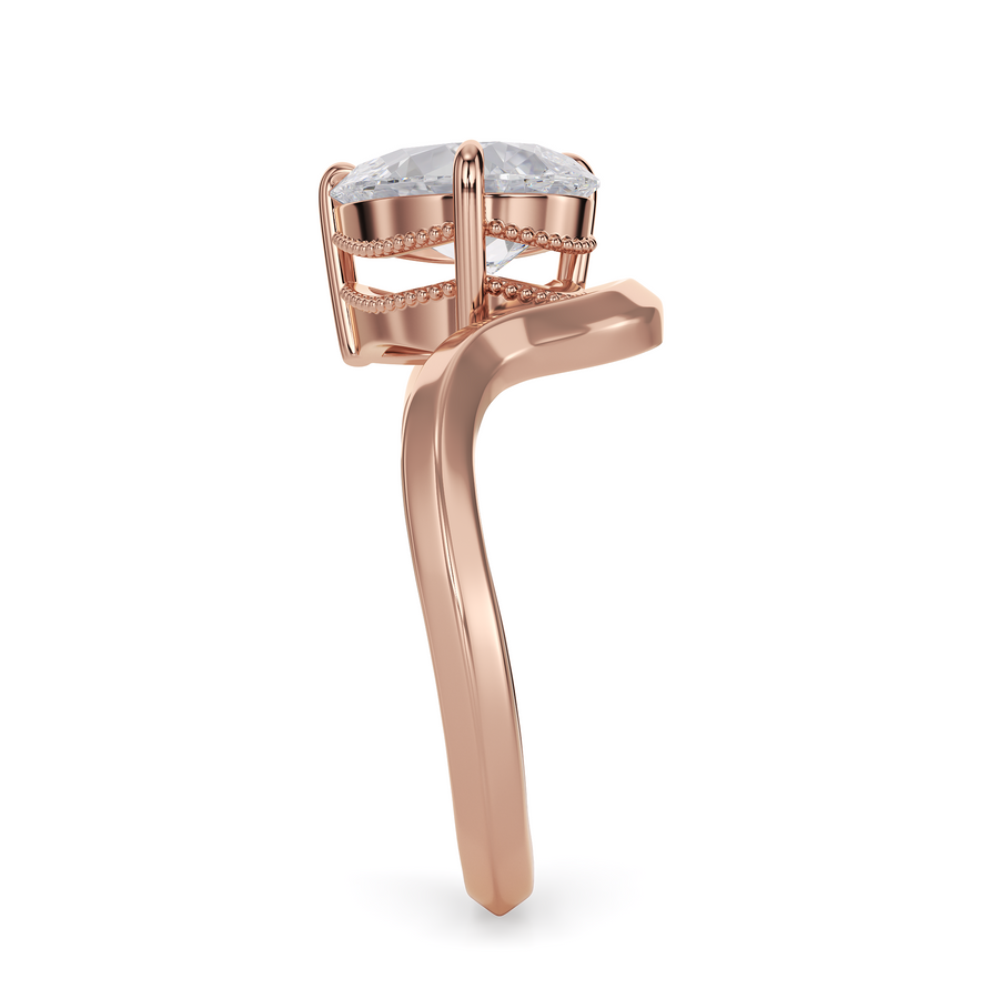 Load image into Gallery viewer, LUCCE Pear Diamond Flowing Knife Edge Solitaire in Low Setting Engagement Statement Ring in Gold or Platinum 
