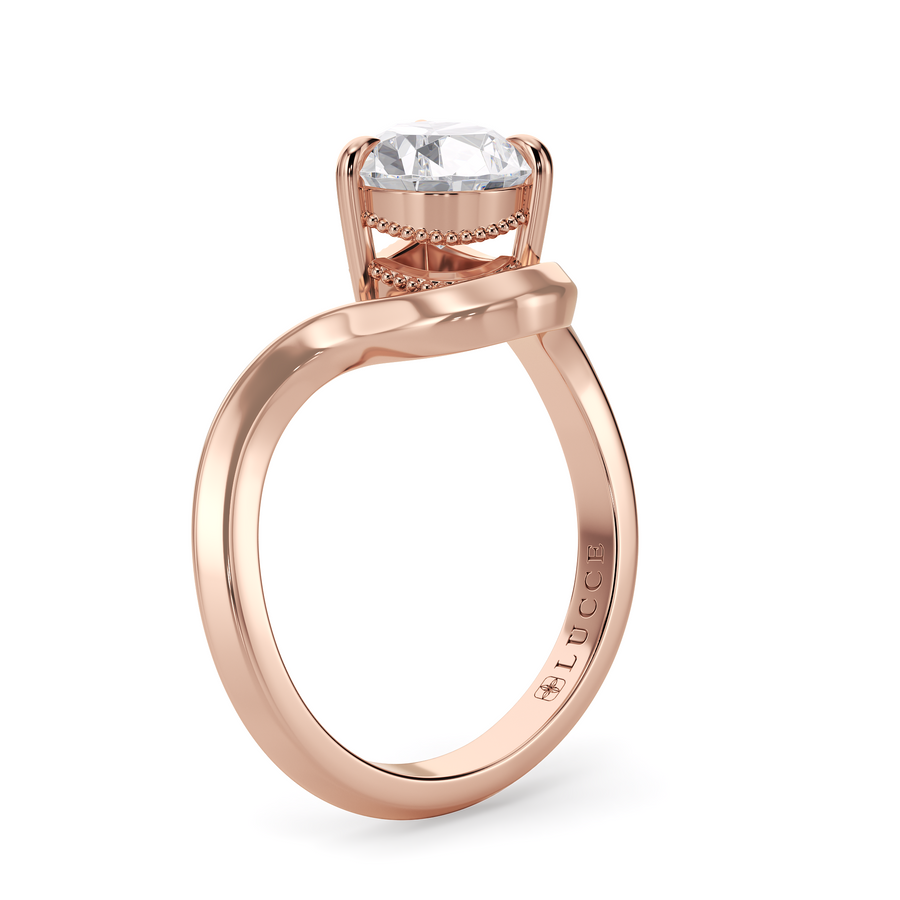 Load image into Gallery viewer, LUCCE Pear Diamond Flowing Knife Edge Solitaire in Low Setting Engagement Statement Ring in Gold or Platinum 

