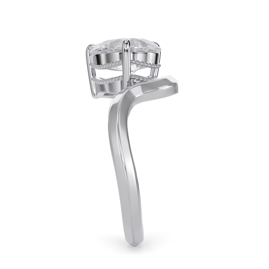 Load image into Gallery viewer, LUCCE Pear Diamond Flowing Knife Edge Solitaire in Low Setting Engagement Statement Ring in Gold or Platinum 
