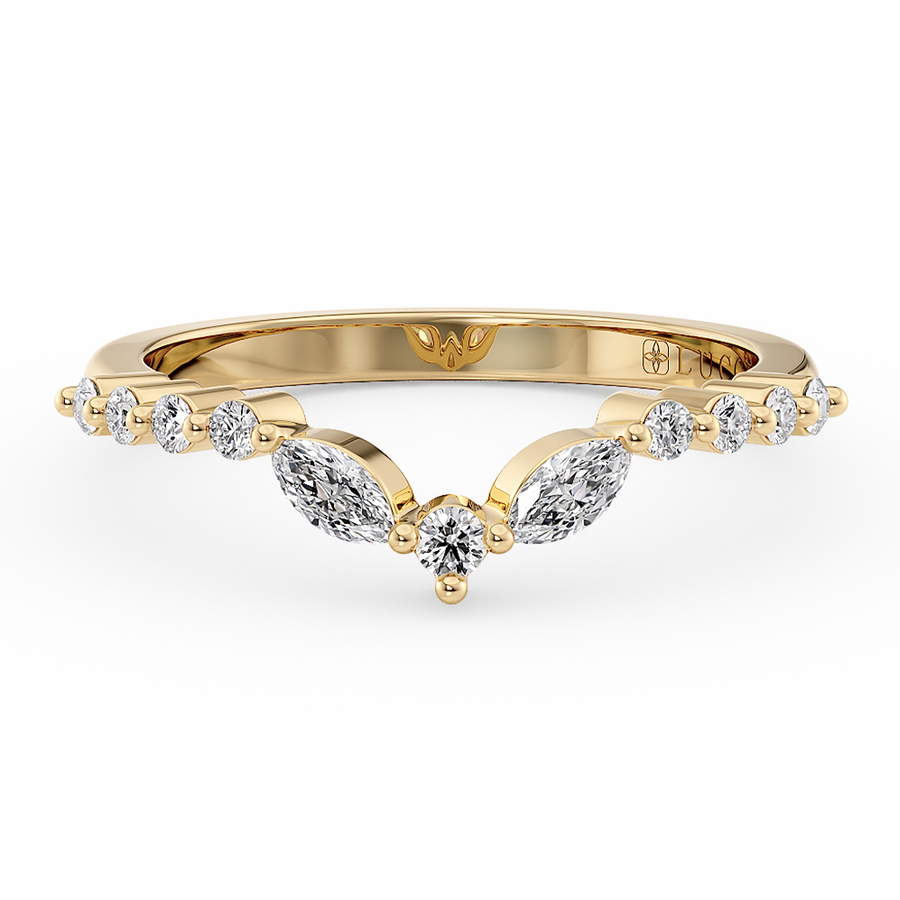 Load image into Gallery viewer, LUCCE Contoured Round and Marquise Diamond Wedding Band in Gold or Platinum
