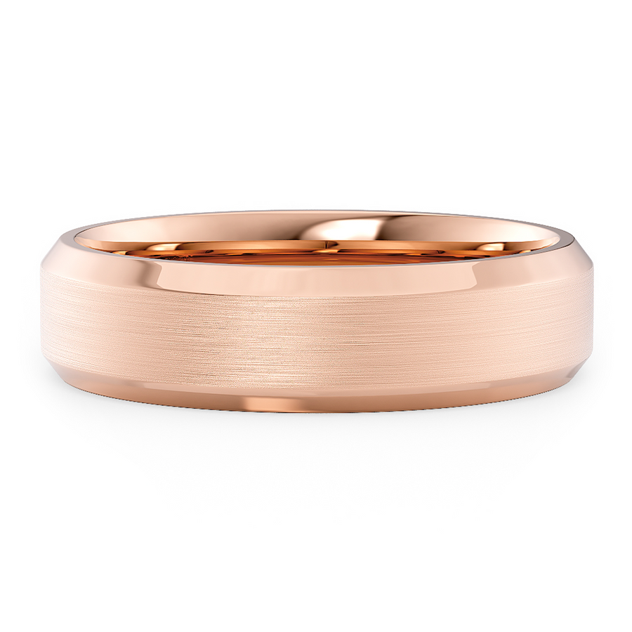 Load image into Gallery viewer, LUCCE Simple Bevel Edged Unisex Wedding Ring with Brushed and Polished Finish in Gold or Platinum
