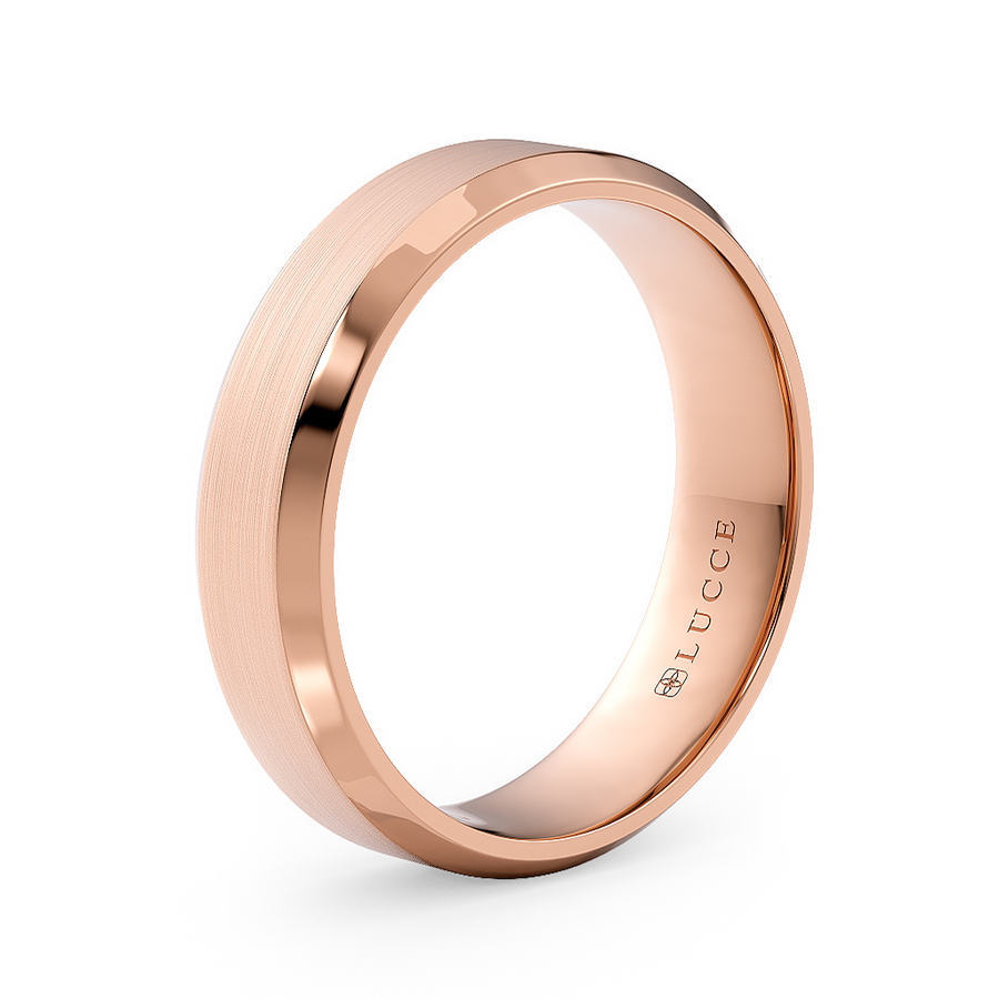 Load image into Gallery viewer, LUCCE Simple Bevel Edged Unisex Wedding Ring with Brushed and Polished Finish in Gold or Platinum
