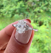 Load image into Gallery viewer, Oval lab Diamond engagement ring with side accent stones
