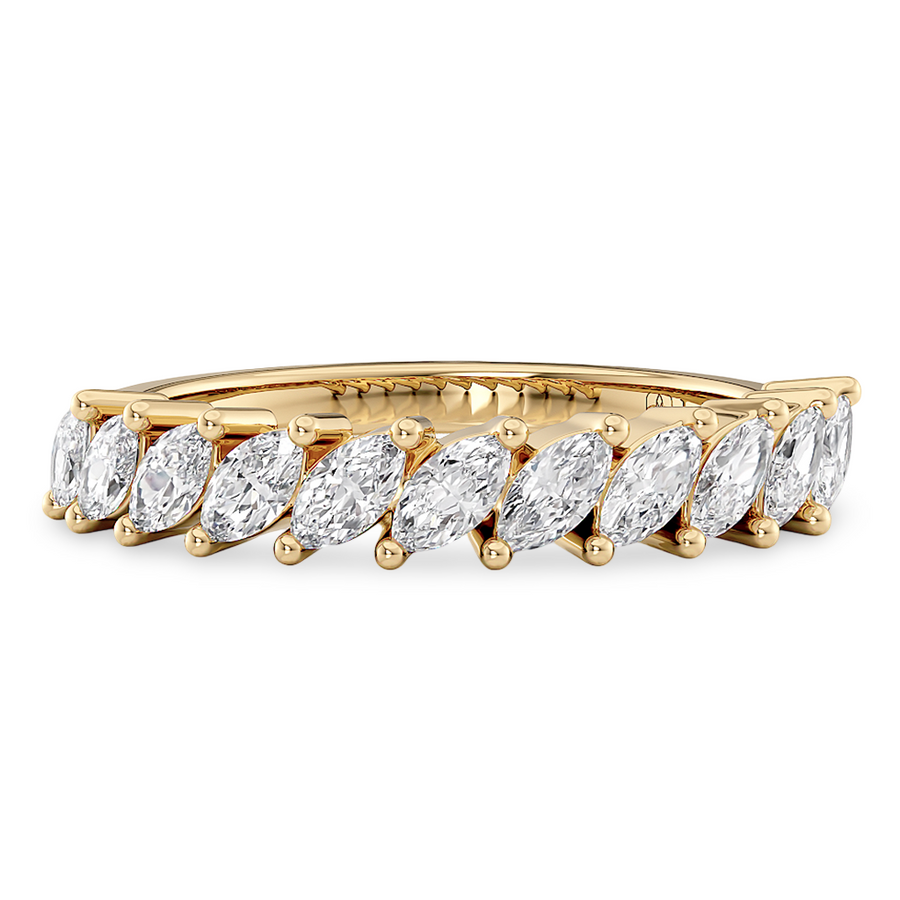 Load image into Gallery viewer, LUCCE Half Eternity Marquise Diamond Female Wedding Ring in Gold or Platinum

