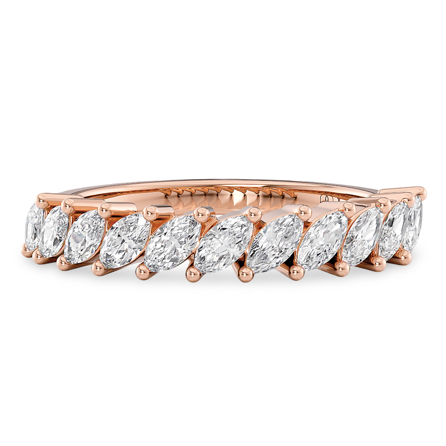 Load image into Gallery viewer, LUCCE Half Eternity Marquise Diamond Female Wedding Ring in Gold or Platinum
