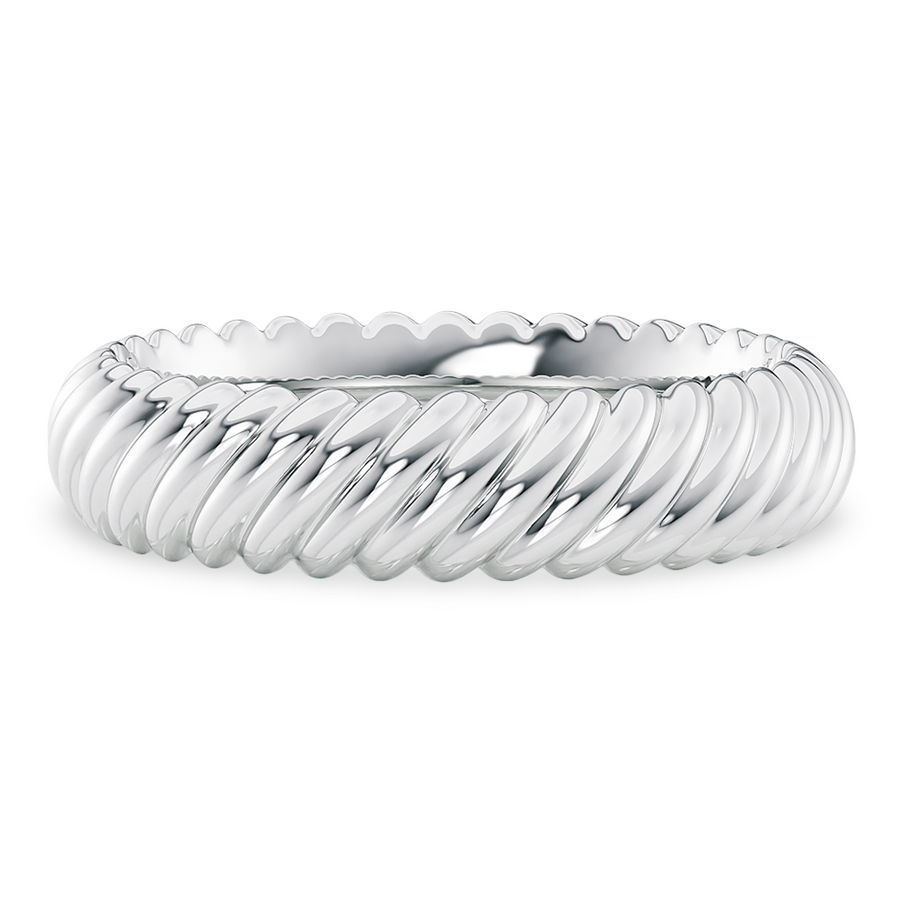 Load image into Gallery viewer, LUCCE Carved Woven Texture with Polished Unisex Wedding Ring in Gold or Platinum
