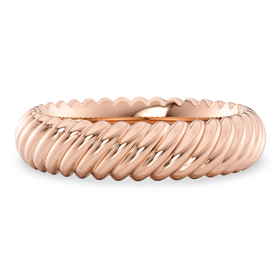 Load image into Gallery viewer, LUCCE Carved Woven Texture with Polished Unisex Wedding Ring in Gold or Platinum
