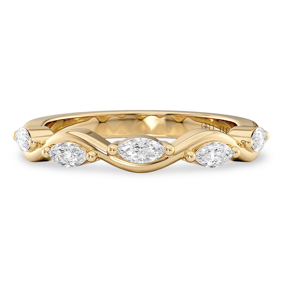 Load image into Gallery viewer, LUCCE Half Eternity Intertwined Marquise Diamond Female Wedding Ring in Gold or Platinum
