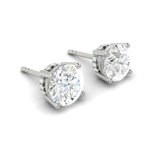 Round cut Diamond Earrings with Hidden Halo Philippines
