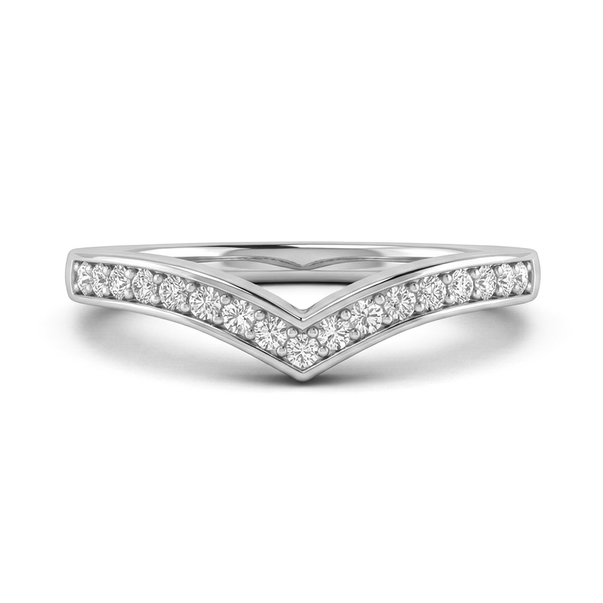 Load image into Gallery viewer, Half Eternity Chevron Pavé Round Diamond Wedding Ring in Gold or Platinum
