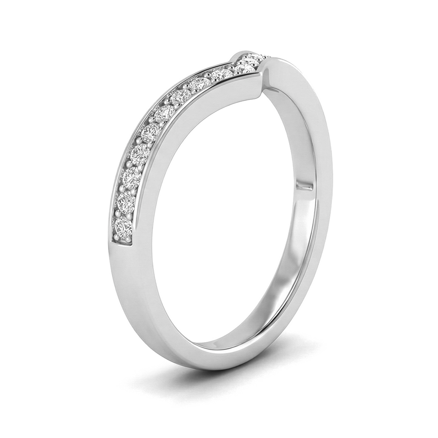 Load image into Gallery viewer, Half Eternity Chevron Pavé Round Diamond Wedding Ring in Gold or Platinum
