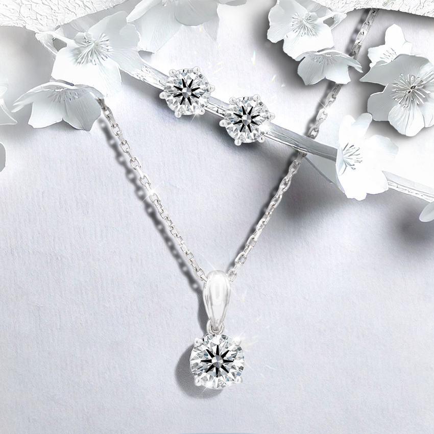 Load image into Gallery viewer, LUCCE Low Setting Round Diamond with Hidden Accents Pendant Necklace in Gold or Platinum
