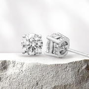 LUCCE KAELA™ Round Earrings Lab Diamond 3.11ctw (3.03ctw D VS1 Id IGI Center Stone) Platinum