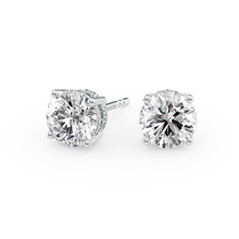 Load image into Gallery viewer, Round Cut Diamond Stud Earrings with Hidden Halo in Gold or Platinum 
Philippines
