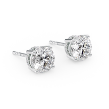 Load image into Gallery viewer, Round Cut Diamond Stud Earrings with Hidden Halo in Gold or Platinum 
Philippines

