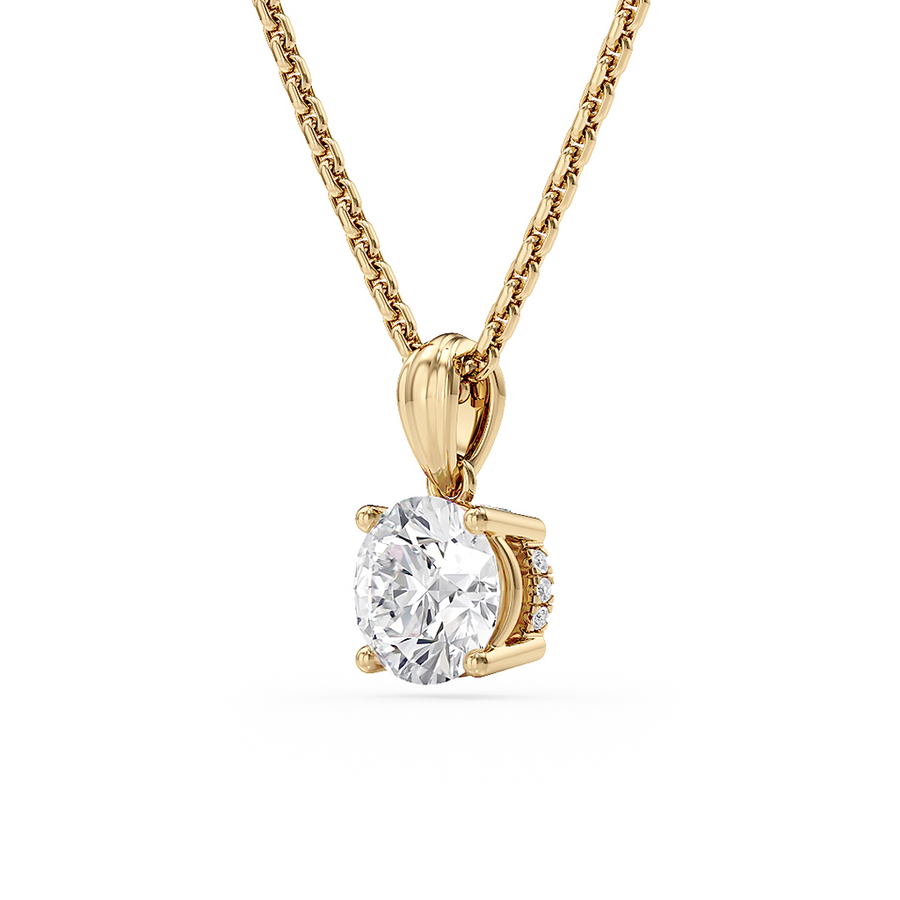 Load image into Gallery viewer, LUCCE Low Setting Round Diamond with Hidden Accents Pendant Necklace in Gold or Platinum
