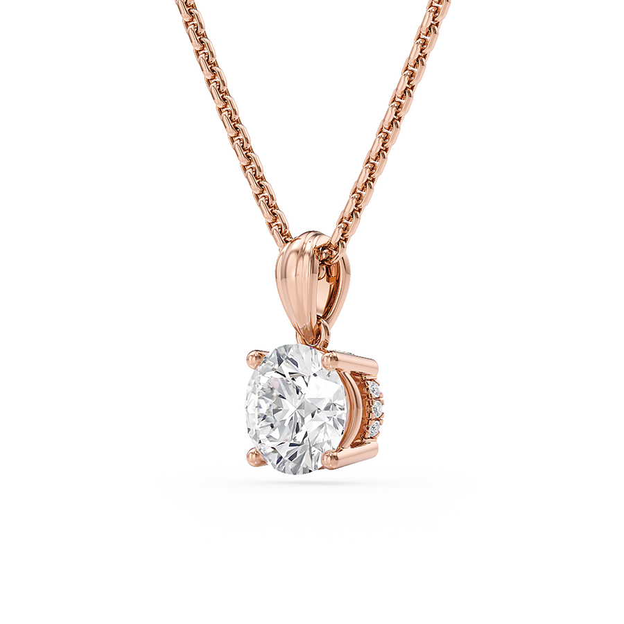 Load image into Gallery viewer, LUCCE Low Setting Round Diamond with Hidden Accents Pendant Necklace in Gold or Platinum
