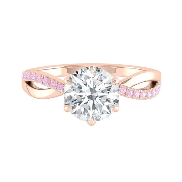 Moissanite Engagement Ring with Pink Diamond Band in the Philippines