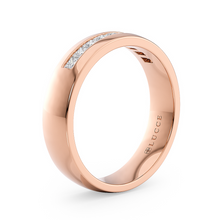 Load image into Gallery viewer, LUCCE Semi-Domed Unisex Wedding Ring with Princess Cut Diamonds on Gold or Platinum
