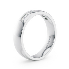 Load image into Gallery viewer, LUCCE Semi-Domed Unisex Wedding Ring with Princess Cut Diamonds on Gold or Platinum
