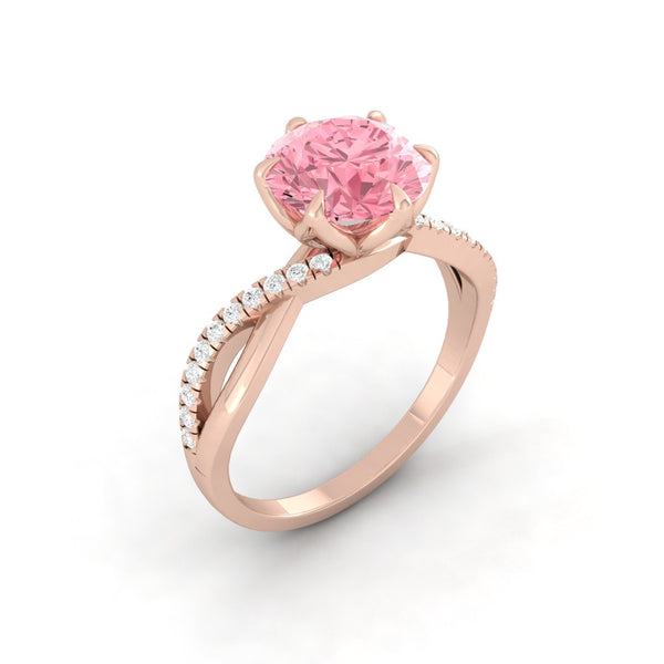 Pink Diamond Engagement Ring with Infinity Pavé Band