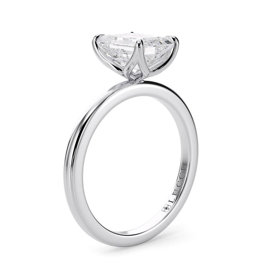 Load image into Gallery viewer, LUCCE Solitaire Radiant Diamond Engagement Ring with Petal Prongs in Gold or Platinum

