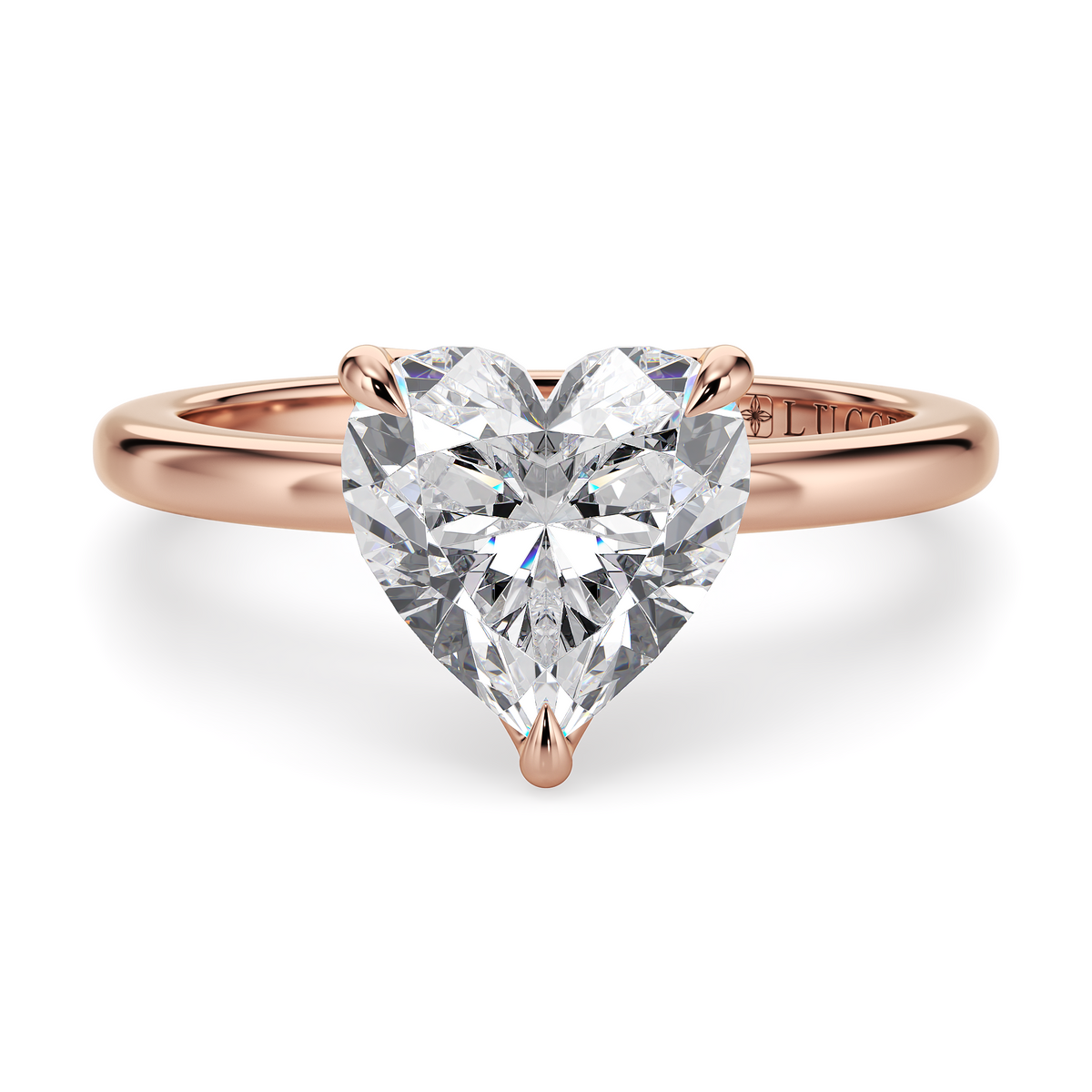 Load image into Gallery viewer, LUCCE Solitaire Heart Diamond Engagement Ring with Petal Prongs in Gold or Platinum
